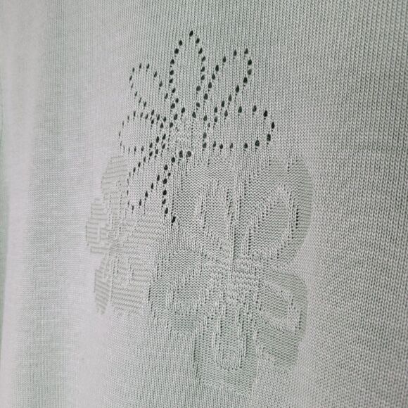 ALFRED DUNNER Green Short Sleeve Top Size PL Lace Crochet Floral Scalloped Twee - Picture 5 of 9